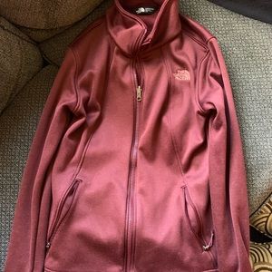 Maroon North Face polyester jacket